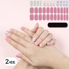 JOYME Daysoy 感性色彩凝膠美甲貼 34p 套組, 01 粉紅愛心, 2套