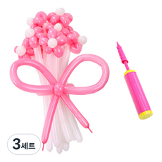 파티쇼 DIY 꽃풍선 꽃다발 만들기 + 손펌프 세트, 로즈, 3세트