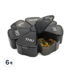 Market A 彩色花朵藥盒 黑色, 6個