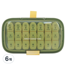 메이크마인 휴대용 프리미엄 요일별 약통 케이스 그린 라지, 6개