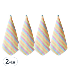 Theia 日式純棉廚房抹布 4入組 B 黃色混搭, 2套
