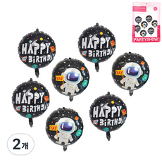 PARTYSHOW 進口鋁箔氣球 太空人生日 40cm 7入, 混合色, 2個
