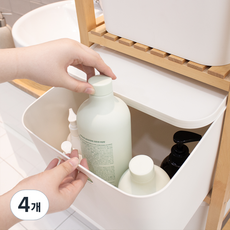 Im Home Living 韓國製造 The Chaeum 附把手儲物櫃收納盒, 4個, 白色