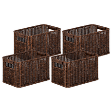 house recipe. PP藤條長方形籃子中號, 深棕色, 4個