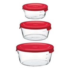 HARIO 好璃奧 紅色圓形保鮮盒三入組, 300ml + 600ml + 1200ml, 1組