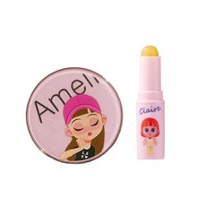 Little Glam 女童兒童防曬氣墊+基本唇蠟筆橙色套組, 防曬氣墊粉餅+唇彩, 1組