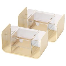 Kohimo U型透明雙層抽屜桌面收納盒 4W239, 米色, 2個