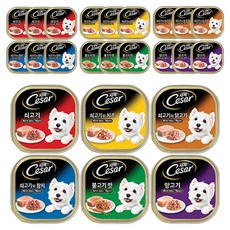 시저 1세 이상 강아지 버라이어티팩 습식사료, 혼합맛, 100g, 2세트