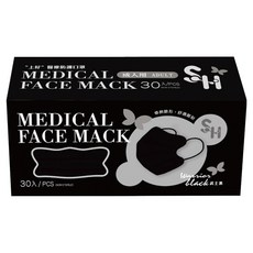 SH 上好生醫 醫療防護口罩 未滅菌 蝶型, 武士黑, 30片, 1盒