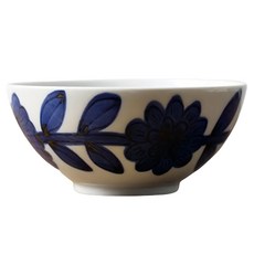 西山窯 波佐見燒 職人手繪 雛菊 飯碗 沙拉碗 13.5cm 藍色, 1個