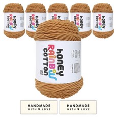 니뜨 허니레인보우코튼 뜨개실 100g x 3p + 코튼라벨 바코드 세트, 346카라멜, 2개