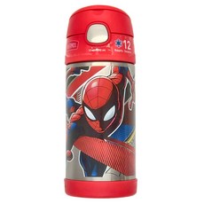 THERMOS 膳魔師 迪士尼不鏽鋼吸管水壺, 蜘蛛人 銀底, 355ml, 1個