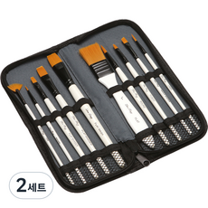 Liz J 美術用品 壓克力畫 背景刷 + 布袋套組 01 白色桿 金色, 2套, 240 x 100 x 10