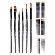 Artmate 水彩畫筆 灰色 777A 6件組, 平刷(6號, 10號), 圓刷(2號, 8號, 12號, 16號), 5個