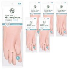 프로그 라텍스 컴포트 고무장갑 양손세트, 베이비 핑크, 소(S), 6세트