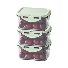 락앤락 비스프리 퓨어 직사각 밀폐용기 라이트그린, 3개, 600ml