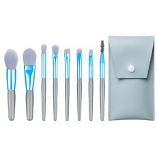 化妝刷具組 含收納袋 150g 8支, 霧霾藍, 1組
