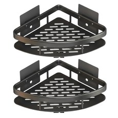 浴室置物架 加厚款三角架 無痕貼, 經典黑, 2個