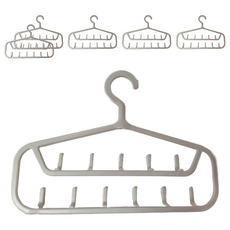 FaSoLa 多功能收納掛鉤 摺疊衣架 2組 白色, 白灰色, 6個