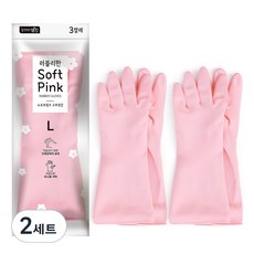 家庭版明津軟色橡膠手套, 大(L), 粉色, 6組