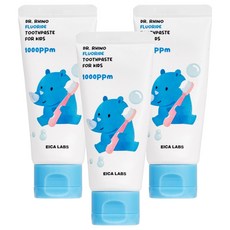 에이카랩스 코뿔소 어린이 불소 치약 청포도향, 60g, 3개