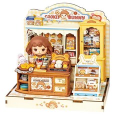 Rolife 若來 兔子餅乾店 DIY 迷你模型, 混合色, 1個, 182件