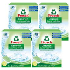 Frosch 德國小綠蛙 碗盤光亮洗碗錠, 三效合一環保, 檸檬清香, 50顆, 4盒