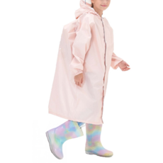 愛北鼻 親子同款加厚防水雨衣, 粉色, S(78~100cm)