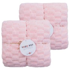 YODO XIUI 雲朵絨毛巾, 聚酯纖維, 錦綸, A類標準, 不易掉色, 不易掉毛, 櫻花粉, 2條
