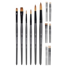 Artmate 水彩畫筆 灰色 777A 6件組, 平刷(6號, 10號), 圓刷(2號, 8號, 12號, 16號), 3個