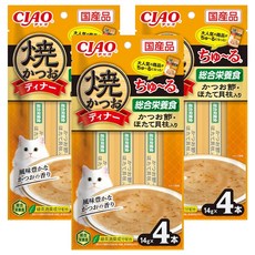 INABA 鰹魚燒肉泥, 柴魚片 + 干貝, 56g, 3袋