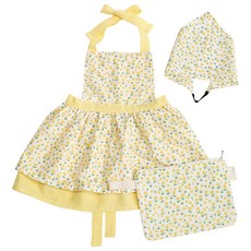 SEMOMS 女童荷葉邊圍裙+頭巾+收納包組