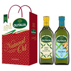 OLITALIA 奧利塔 純橄欖油1L + 玄米油1L 2件禮盒, 1盒