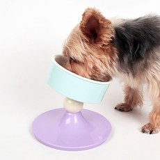 DING DONG PET 寵物甜筒冰淇淋造型可調節高度角度食盆, 1個, 薄荷薰衣草