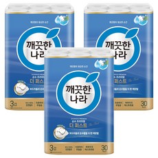 KleanNara 可綠納樂 純粹優質The First天然紙漿3層高級捲筒衛生紙, 30入, 3個