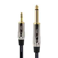 HDtop 韓國製3.5立體聲轉5.5單聲道連接線0.5m, 金屬黑, 1個, HT-TP2727
