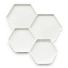 PRELUDE 素色6邊形餐盤組, 1套, 盤子 13cm x 2p + 20cm x 2p