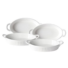 PRELUDE 雙耳橢圓陶瓷餐盤, 單色, 4個