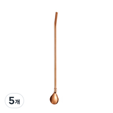 애콤 MEO 레인보우 스테인레스 빨대겸용 티스푼, 1개입, 5개