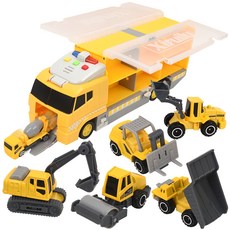 汽車運輸貨櫃工程車可動玩具 AY1818B, 黃色