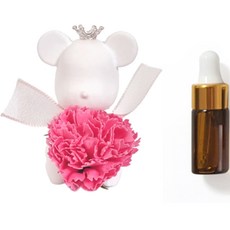 라비다 뉴 카네이션 곰돌이 석고 오너먼트 진핑크 + 석고방향제 리필 오일 3ml, 클린코튼