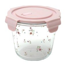 MYUMYU 沐慕家居 高硼抗爆玻璃保鮮盒 紅色碎花 500ml, 1 個容器 + 1 個蓋子, 1個