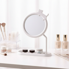 맘담은 파스텔 고양이 탁상 거울, 화이트