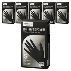 탐사 니트릴장갑 100개입, 블랙, 소(S), 6개