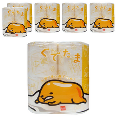 gudetama 蛋黃哥 印花滾筒衛生紙 100%原木紙漿 超細柔雙面印花 柔軟舒適, 30m, 4捲, 6袋