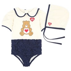Care Bears 女童用 Tenderheart Bear 水手連身泳裝 + 泳帽組