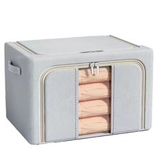 Inart 功能性布料雙開式收納整理袋 24L, 淺灰色, 1個