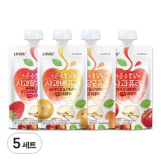 루솔 순수퐁당 퓨레 4종, 사과, 사과+배, 사과+딸기, 사과+당근, 100g, 5세트