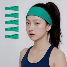 Savina 素色涼感運動髮帶, 綠色, 5個