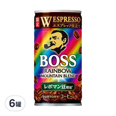 日本 BOSS 彩虹咖啡飲料-濃郁, 185ml, 6罐